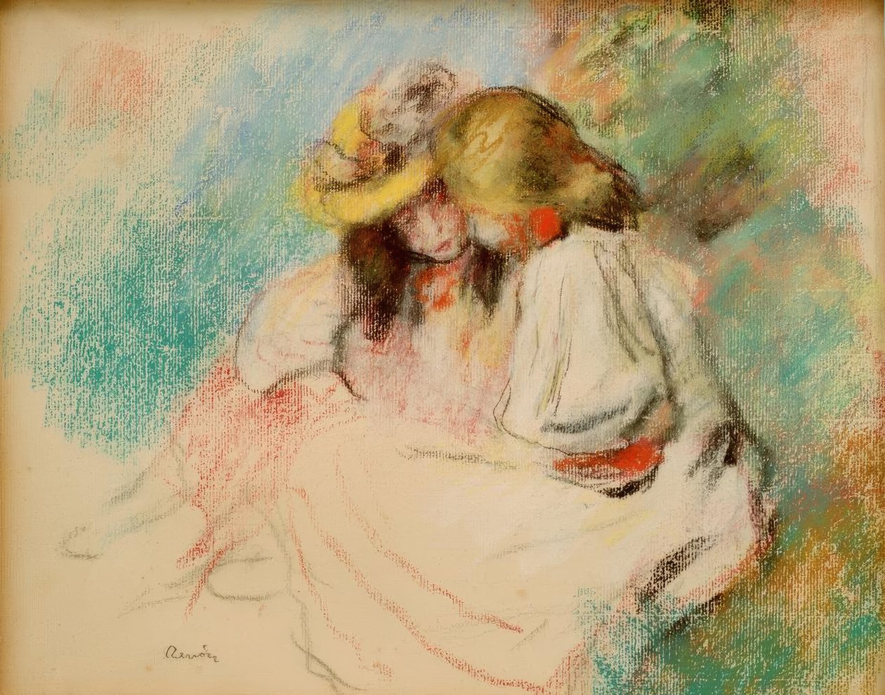 Dvě malé holčičky čtou od Pierre Auguste Renoir