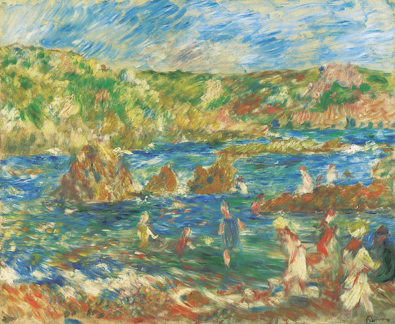 Děti na pláži Guernsey, c.1883 od Pierre Auguste Renoir