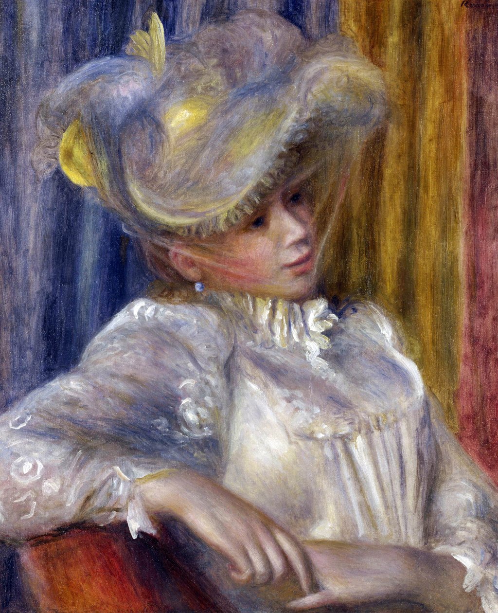 ""Žena s kloboukem"" Obraz Pierre Auguste Renoir (1841-1919) 1891 Rozměr 56x46,5 cm Národní muzeum západního umění, Tokio od Pierre Auguste Renoir