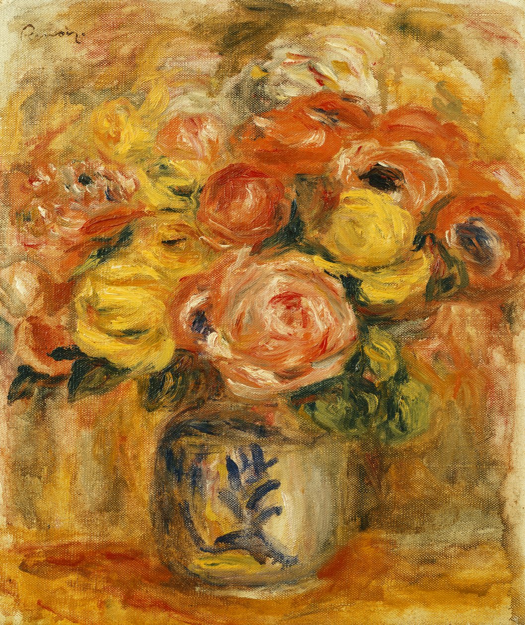 Květiny v modré a bílé váze; Květiny v modrobílé váze, 1915 od Pierre Auguste Renoir