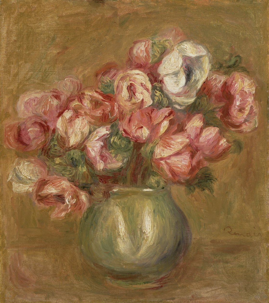 Květiny v zelené váze, 1906 od Pierre Auguste Renoir