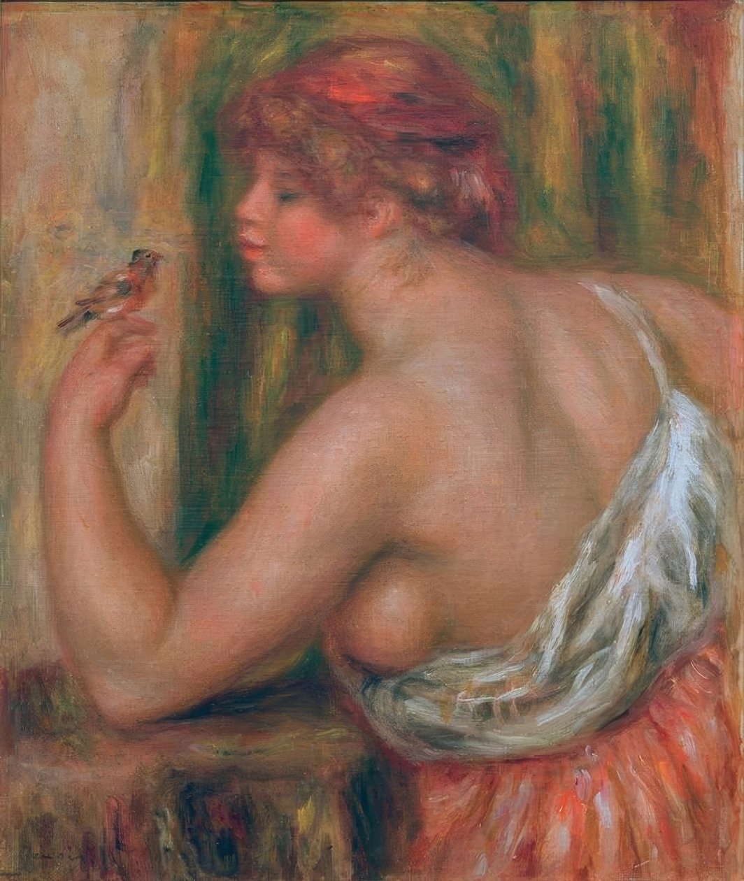 Žena s malým ptákem od Pierre Auguste Renoir