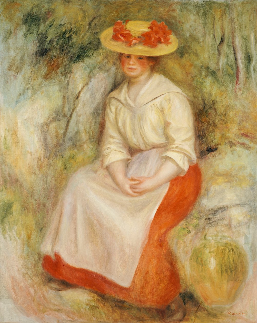 Gabrielle ve slaměném klobouku, 1900 od Pierre Auguste Renoir