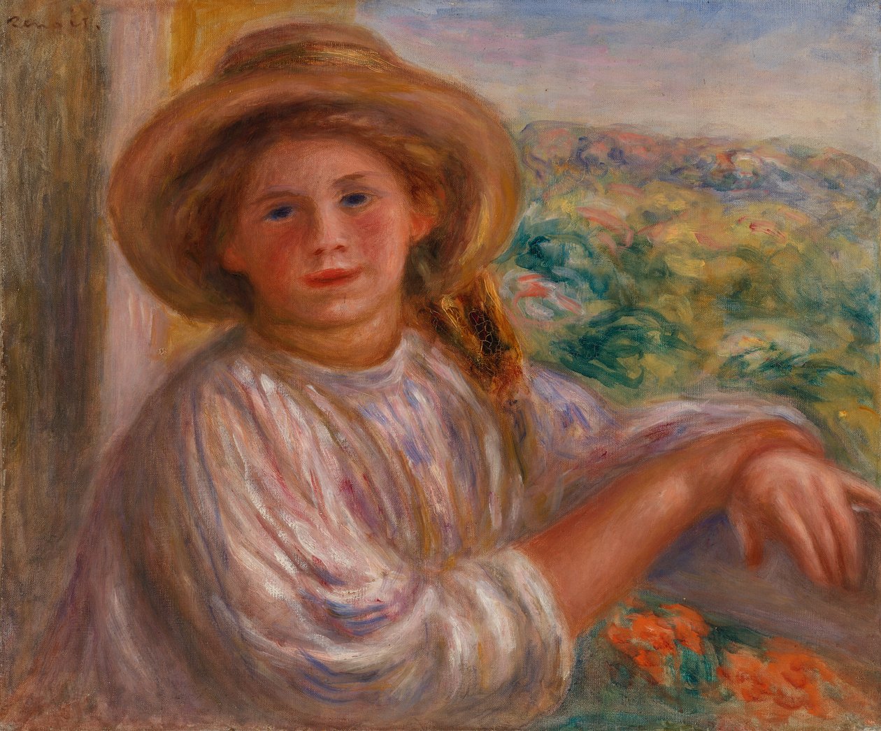 Dívka na balkóně, Cagnes od Pierre Auguste Renoir