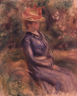 Dívka, která nosí slaměný klobouk od Pierre Auguste Renoir