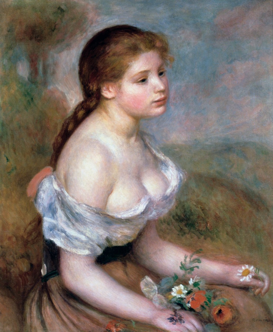 Dívka s květinami, c1900 od Pierre Auguste Renoir