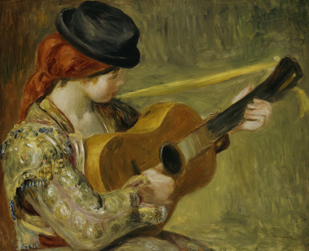 Dívka s kytarou, 1897 od Pierre Auguste Renoir