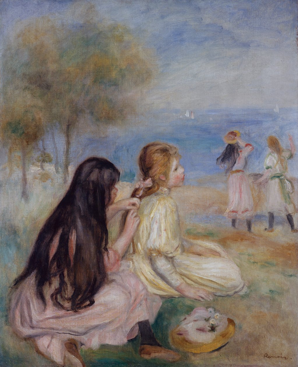Girls by the Seaside, kolem roku 1875 (olej na plátně) od Pierre Auguste Renoir