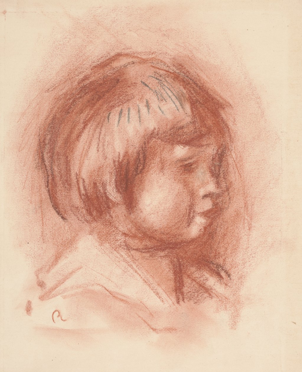 Hlava dítěte, kolem roku 1906 (sangvinická křída) od Pierre Auguste Renoir