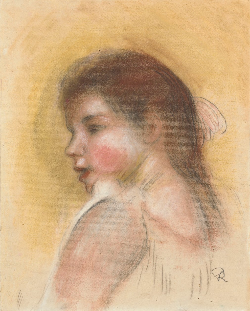 Hlava mladé dívky v profilu od Pierre Auguste Renoir