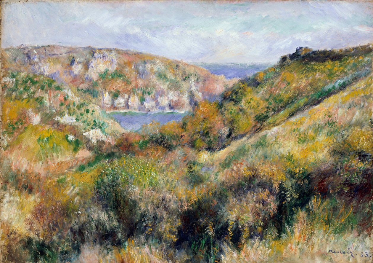 Kopce kolem zálivu Moulin Huet, Guernsey, 1883 od Pierre Auguste Renoir