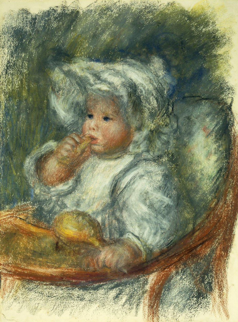 Jean Renoir v křesle - Dítě se sušenkou; Jean Renoir a la Chaise - Dítě se sušenkou, c1895 od Pierre Auguste Renoir