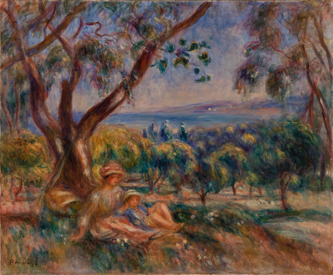 Krajina s postavami, poblíž Cagnes od Pierre Auguste Renoir