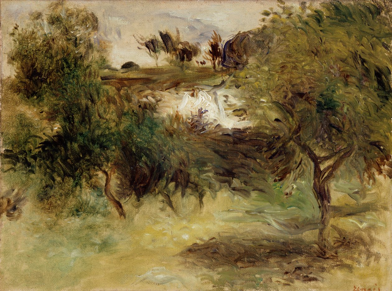 Krajina se stromy, konec 19. století od Pierre Auguste Renoir