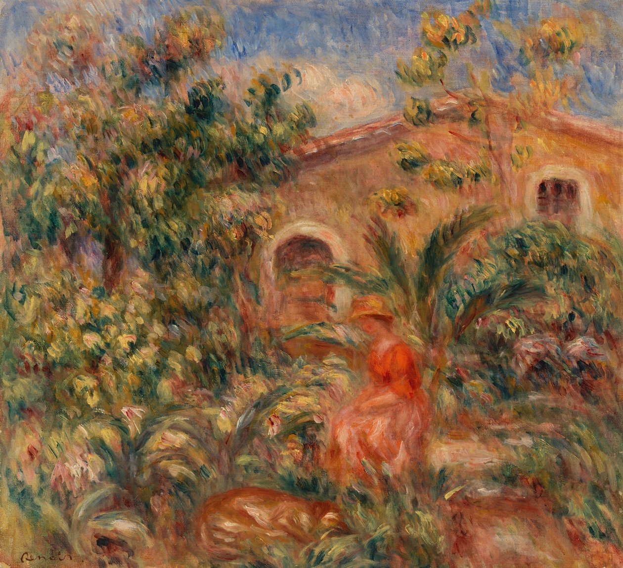 Krajina s ženou a psem od Pierre-Auguste Renoir