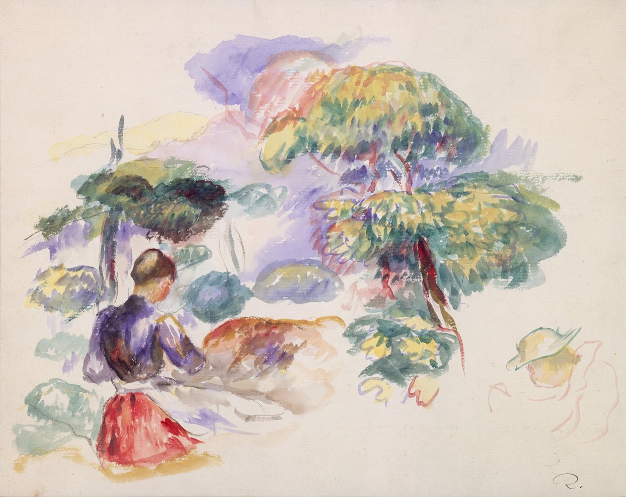 Krajina s dívkou, ca. 1890. od Pierre Auguste Renoir