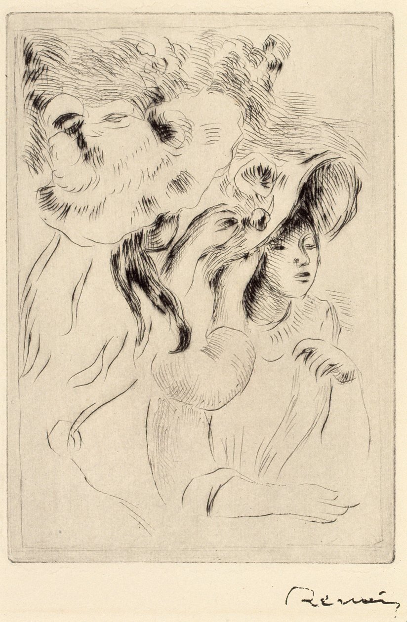 Le Chapeau Epignele, Připnutí klobouku, c1894. od Pierre Auguste Renoir