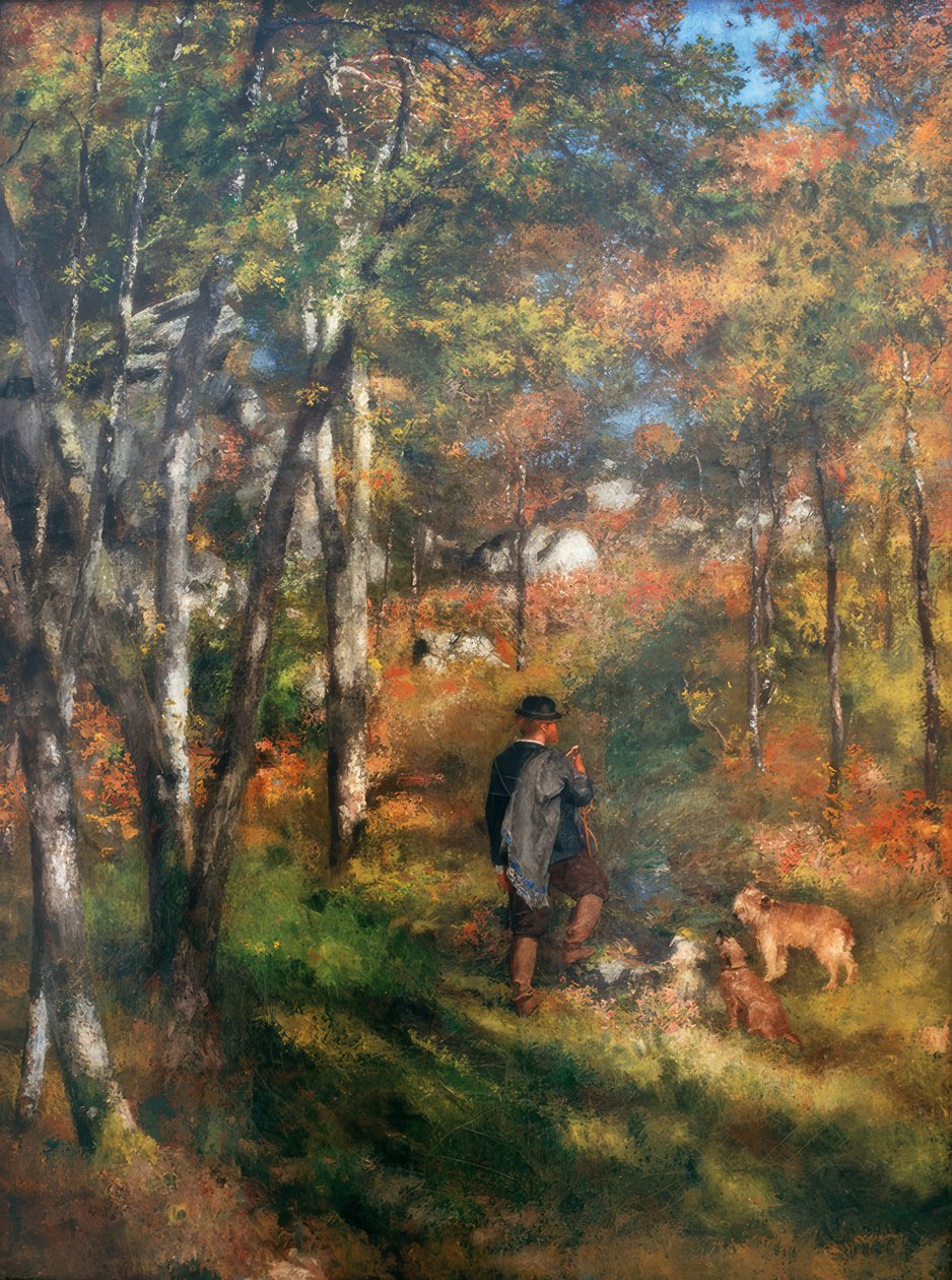 Malíř Jules Le Coeur a jeho psi v lese Fo od Pierre Auguste Renoir
