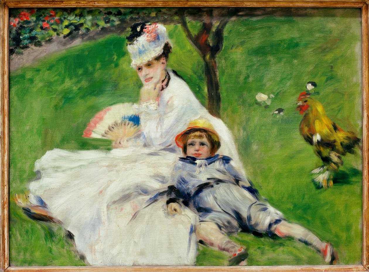 Madame Claude Monet se svým synem Jeanem v zahradě v Argu od Pierre Auguste Renoir