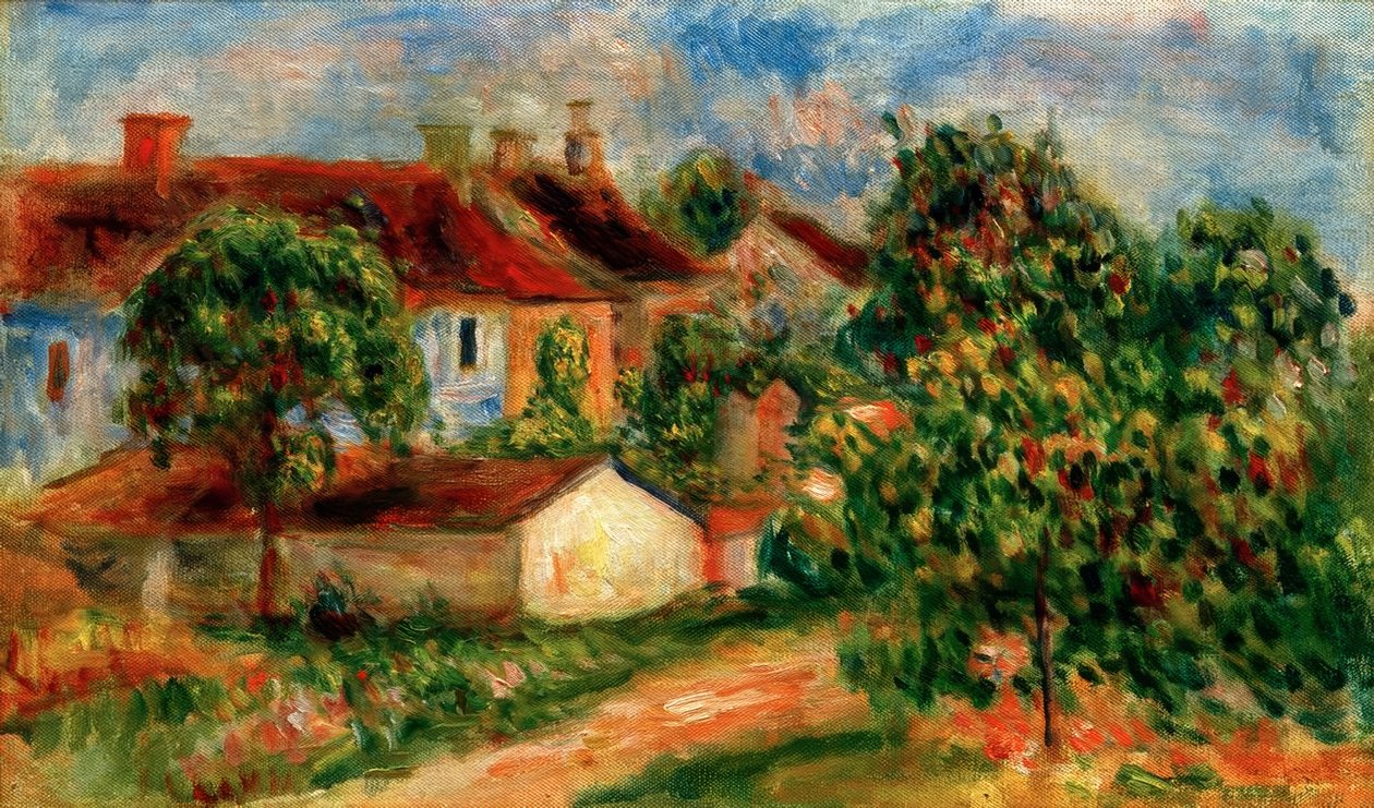 Vesnické domy, červené střechy od Pierre Auguste Renoir