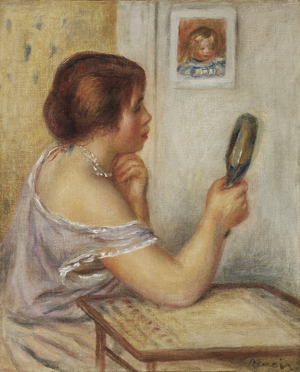 Marie Dupuis nájemce zrcadla s portrétem Coco od Pierre Auguste Renoir