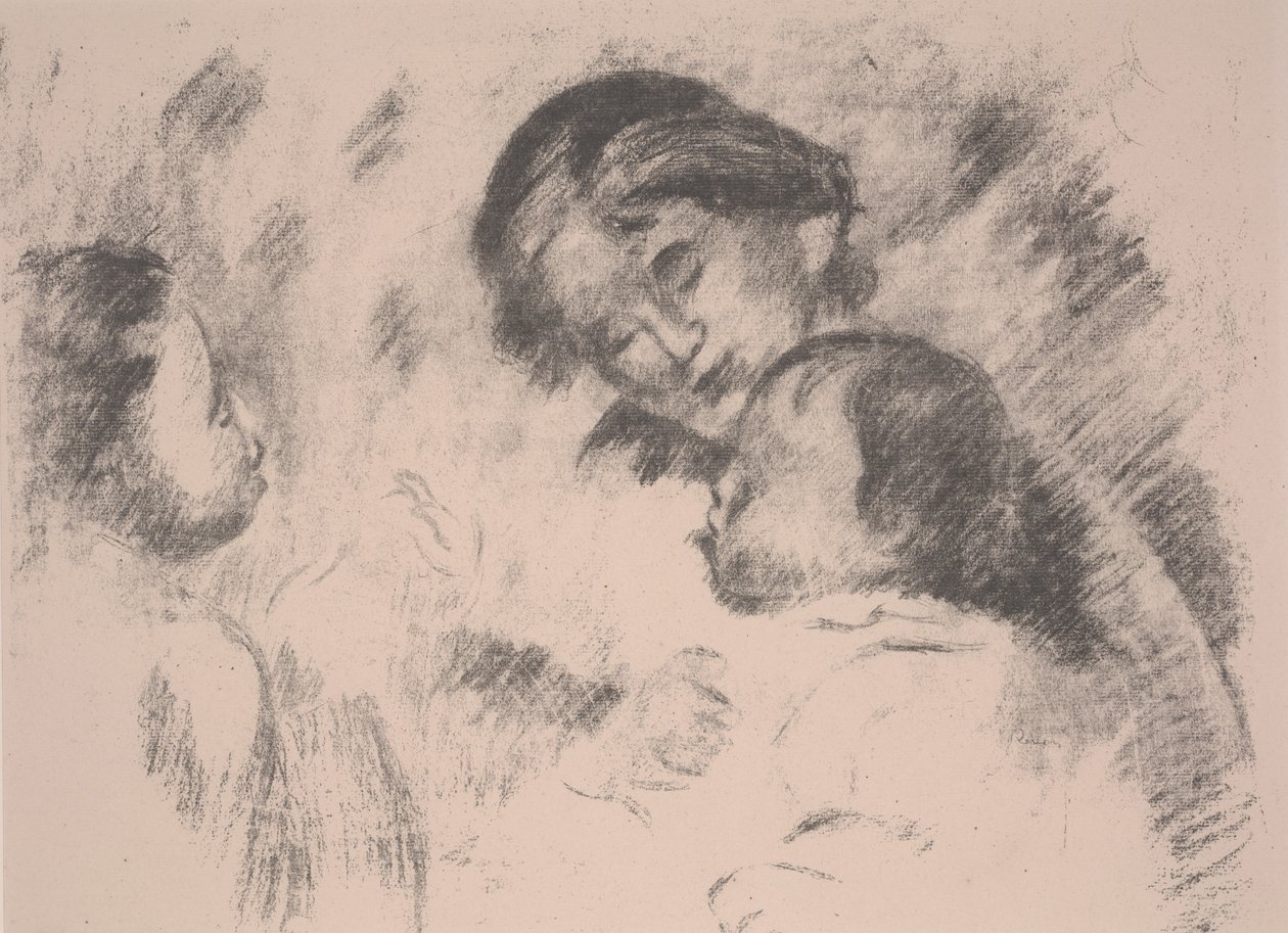 Mateřství: Gabrielle, Jean a dívka od Pierre Auguste Renoir