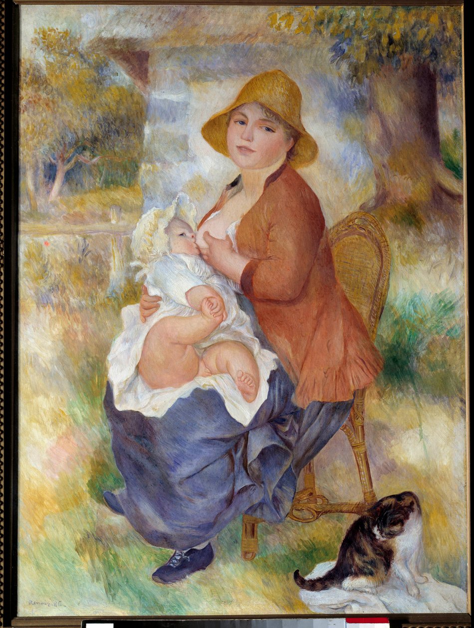 Mateřská také říká, že dítě v prsu. Obraz Pierra Auguste Renoira (1841-1919) od Pierre Auguste Renoir
