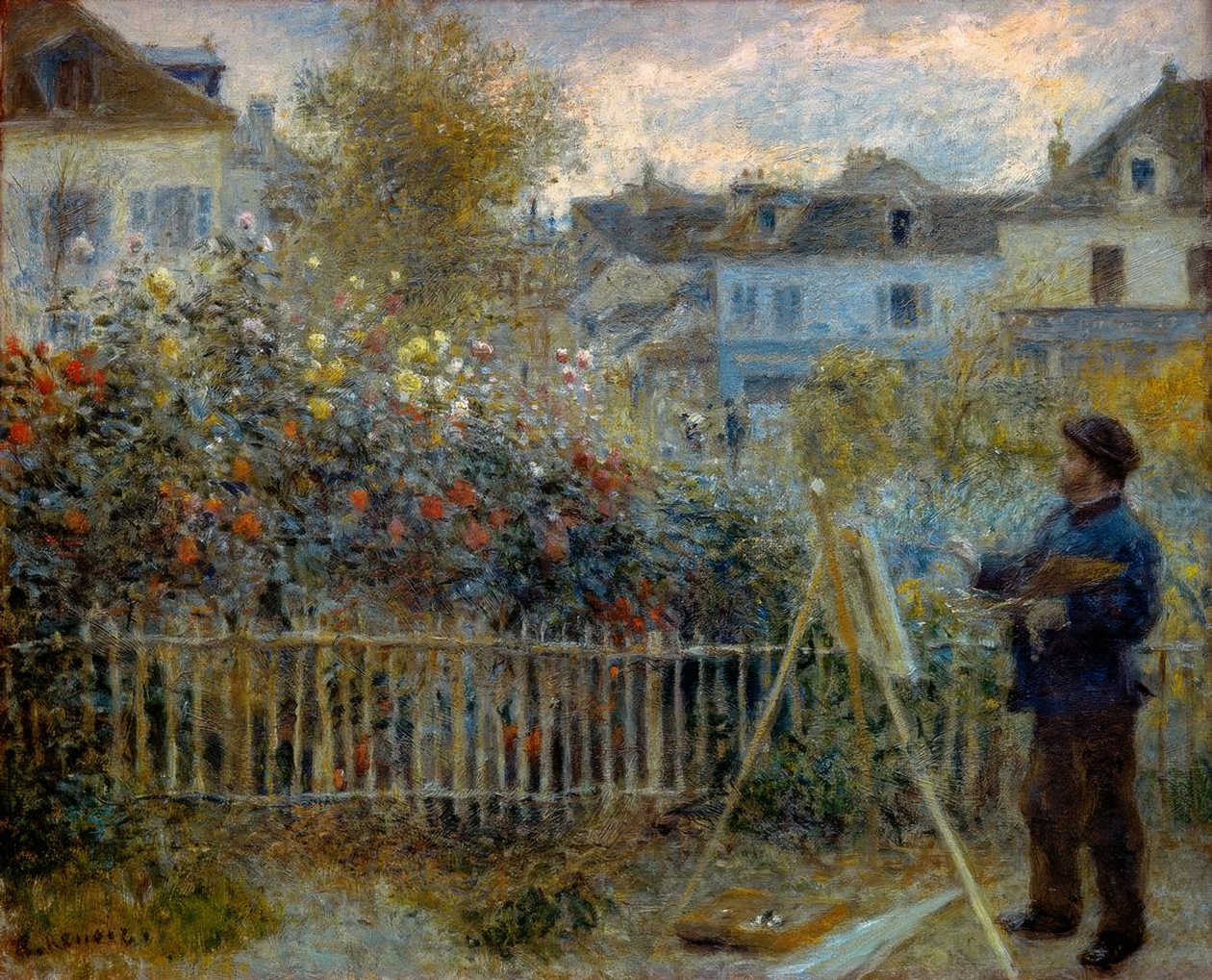 Monet maluje ve své zahradě v Argenteuil od Pierre Auguste Renoir