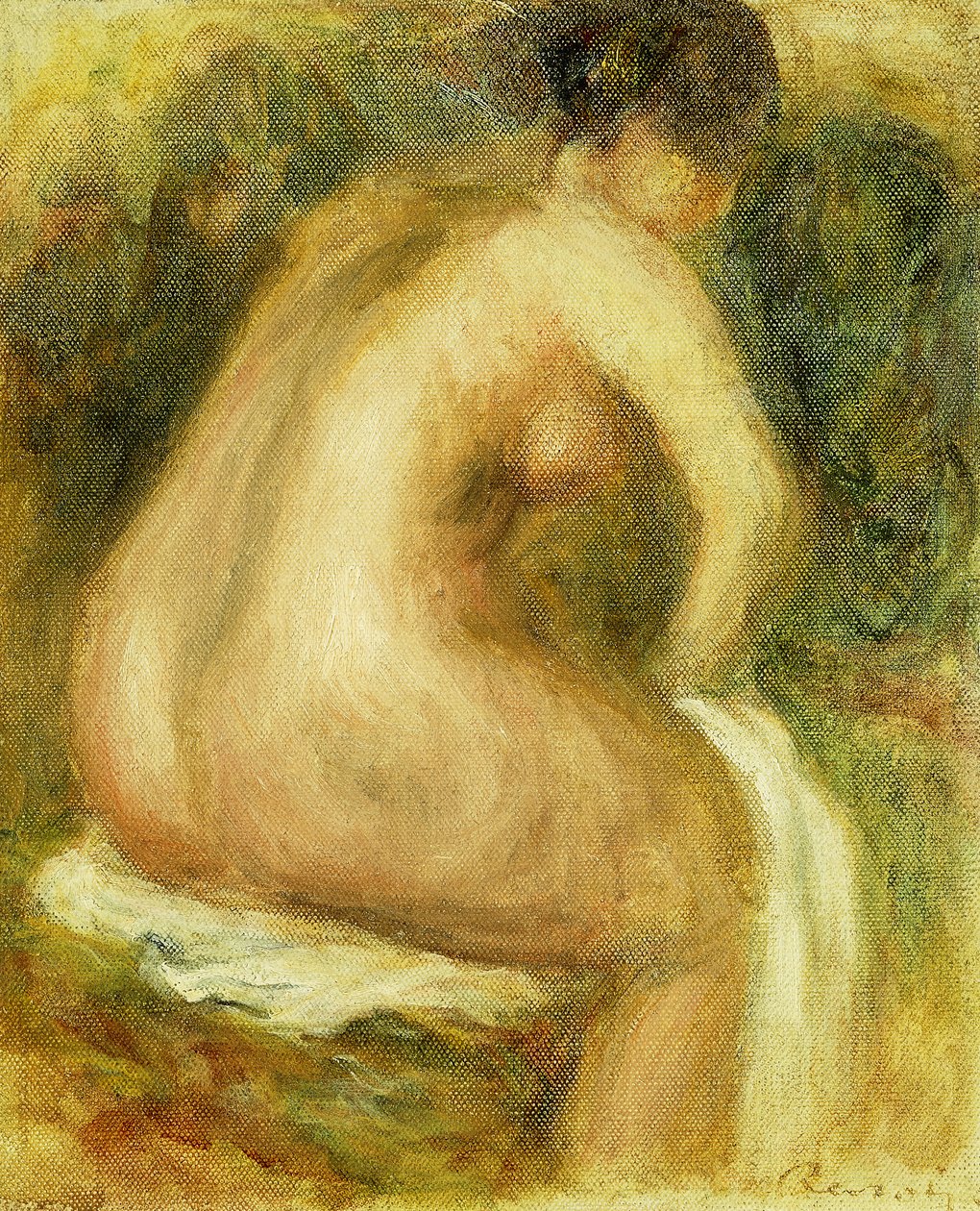 Nahá žena koupání; Sedící nahá žena, 1910 od Pierre Auguste Renoir