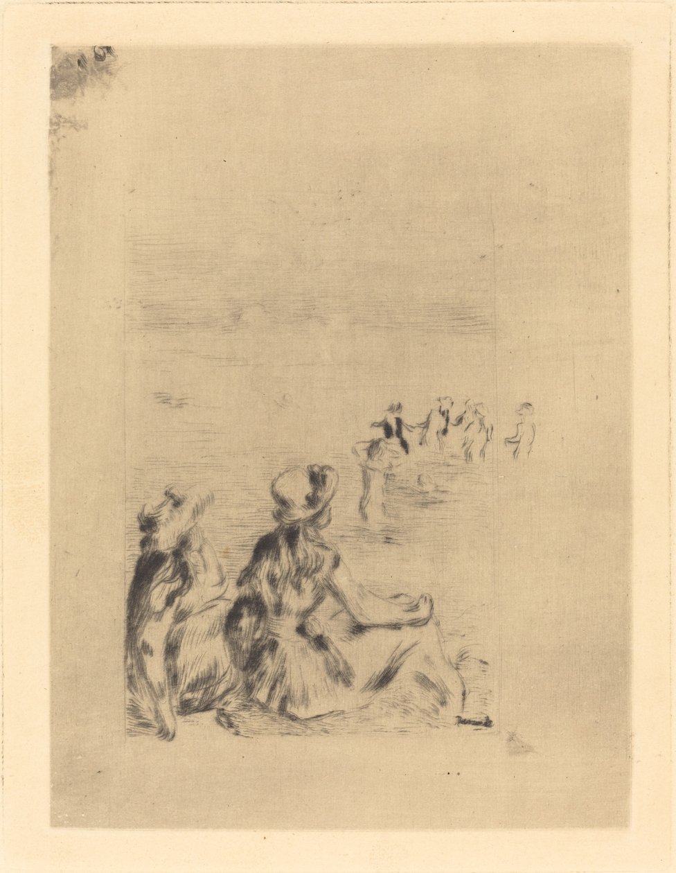 Na pláži - V Berneval Sur la plage - a Berneval, 1892. od Pierre Auguste Renoir