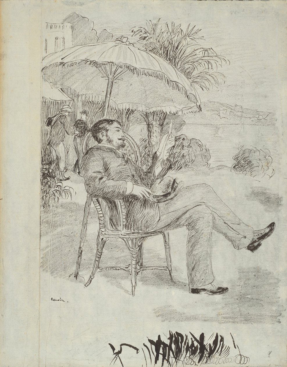 Na terase hotelu v Bordighera: Malíř Jean Martin hodnotí svůj účet (ilustrace pro „L