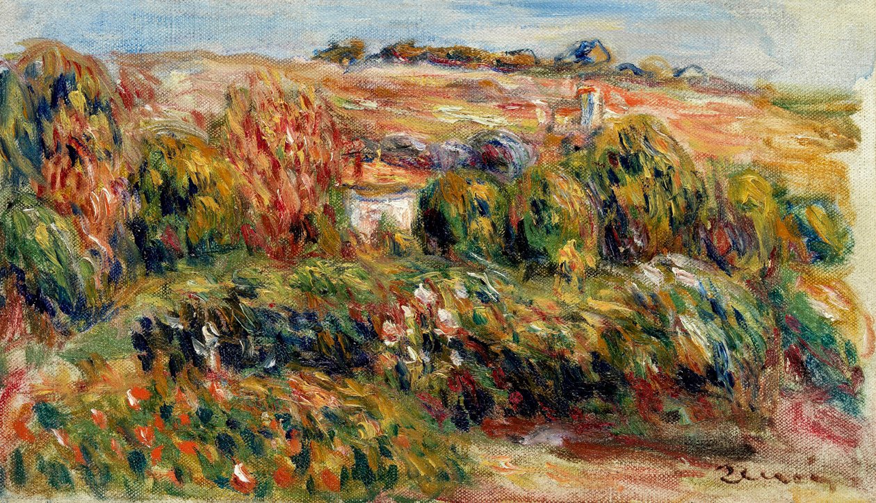 Krajina v Provence (Francie). Obraz Pierra Auguste Renoira (1841-1919), olej na plátně, kolem roku 1900. Francouzské umění, 20. století, impresionismus. Soukromá sbírka. od Pierre Auguste Renoir
