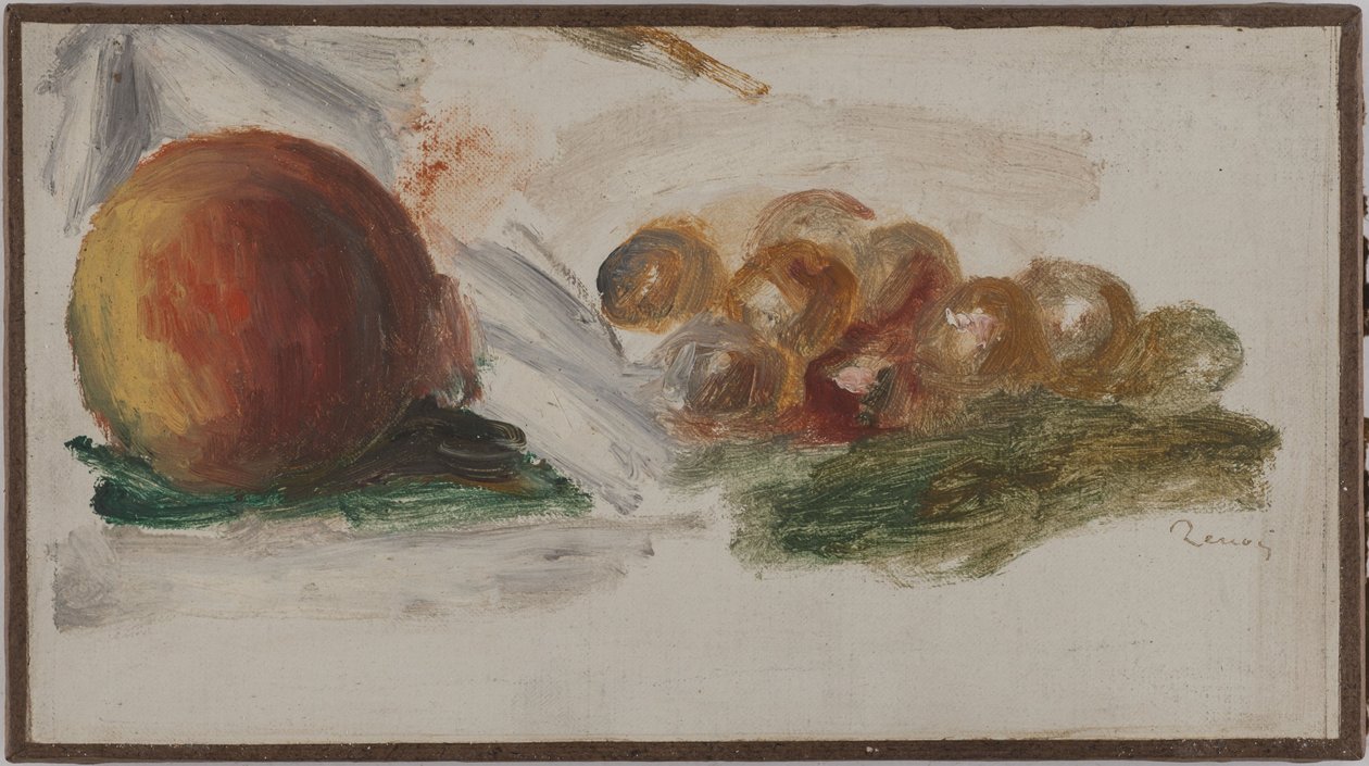 Broskve a hrozny, asi 1914 (olej na papíře na plátně) od Pierre Auguste Renoir