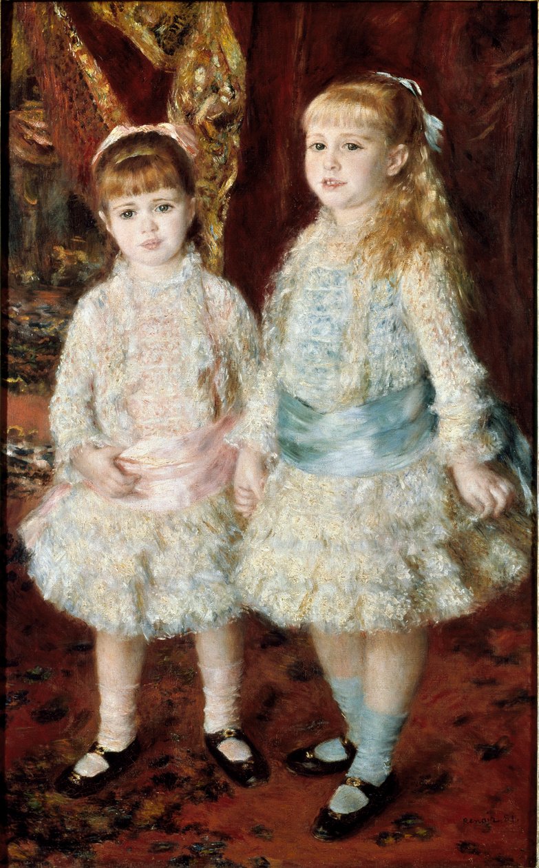 Růžová a modrá (The Cahen Ladies of Antwerp). Obraz Pierre Auguste Renoir (Pierre-Auguste od Pierre Auguste Renoir