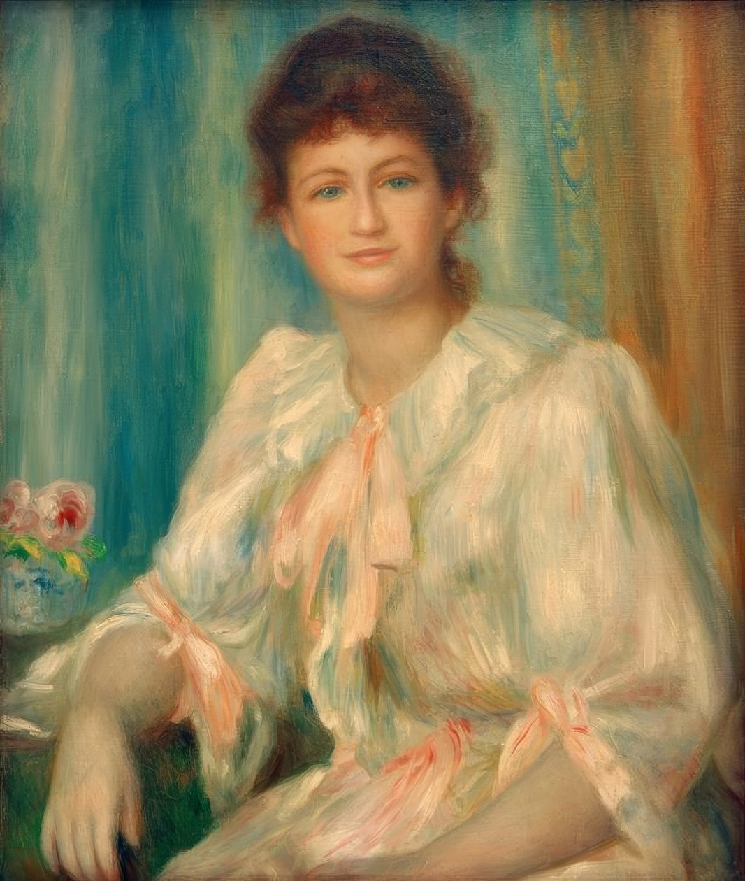 Portrét mladé ženy v bílém od Pierre Auguste Renoir