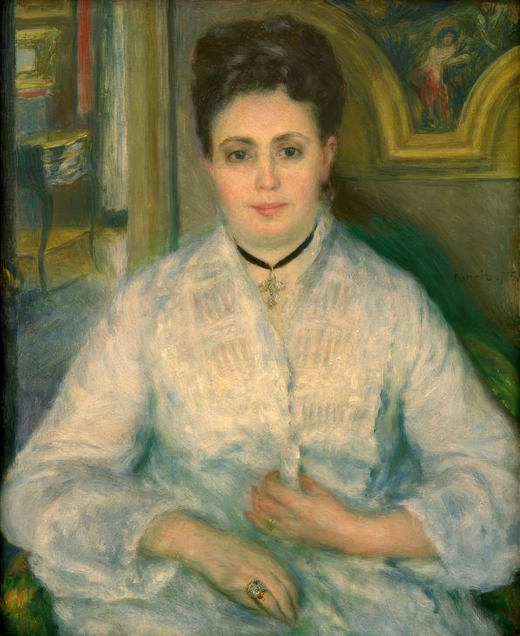 Portrét madame Victor Choquet v bílém od Pierre Auguste Renoir