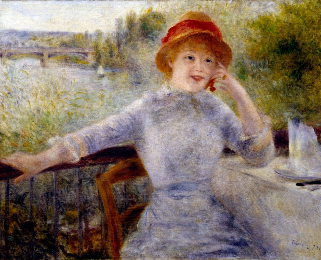 Portrét Alphonsine Fournaise (1845-1937), dříve známé jako „“A la Grenouillere““: Dcera majitele restaurace na ostrově Chiard (Yvelines) mezi Chatou a Rueil, obraz Pierra Auguste Renoira (1841-1919 ) od Pierre Auguste Renoir