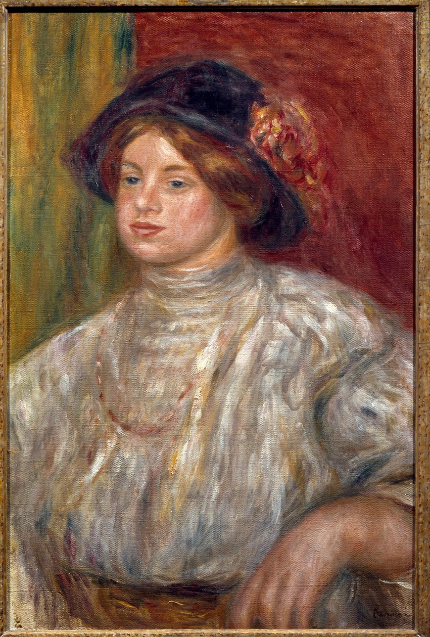Portrét Gabriely s kloboukem, kolem roku 1915 (olej na plátně) od Pierre Auguste Renoir