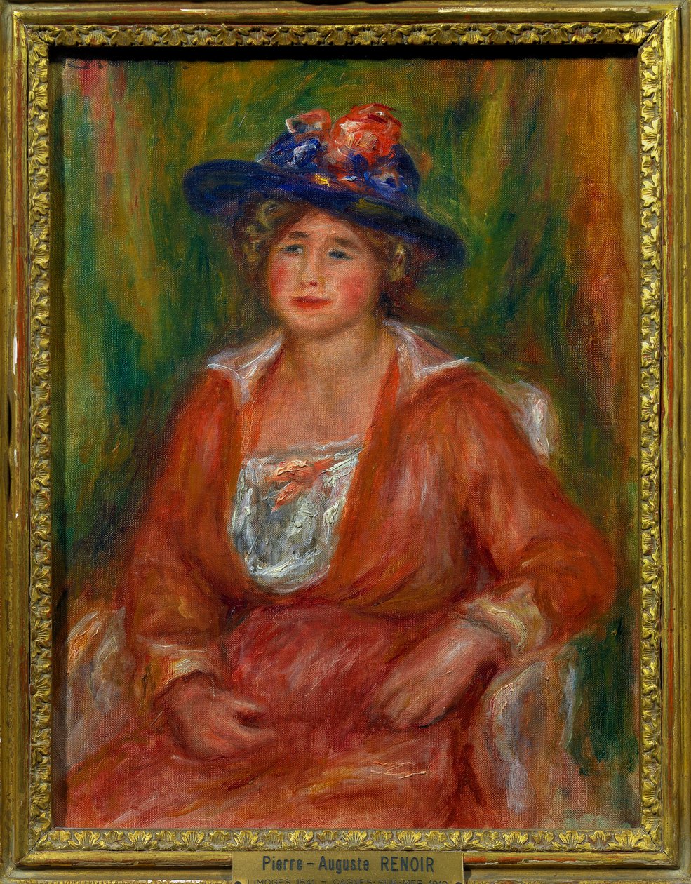 Portrét sedící ženy Malba Pierra Auguste Renoira (1841-1919) Rozměr 0,35 x 0,27 m Paris musee du Louvre Povinná zmínka: Dar Helene et Victor Lyon od Pierre Auguste Renoir