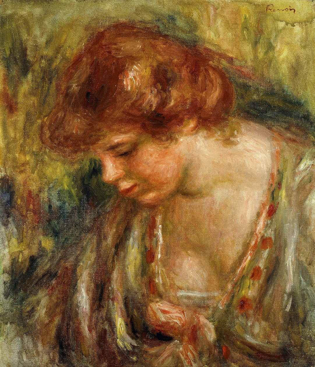 Profil Andree se skloněnou hlavou; Profil d"Andree Penchee, kolem roku 1917 od Pierre Auguste Renoir