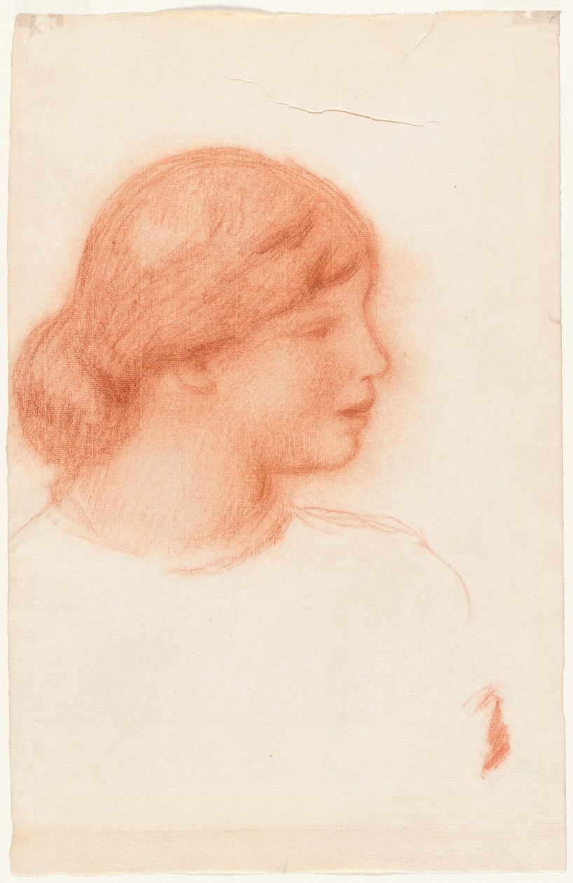 Profil mladé ženy, asi 1910 (červená křída) od Pierre Auguste Renoir