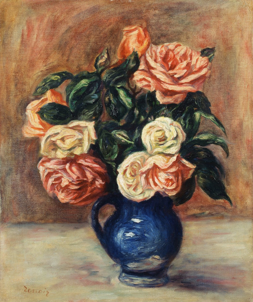 Růže v modré váze, kolem roku 1900 od Pierre Auguste Renoir