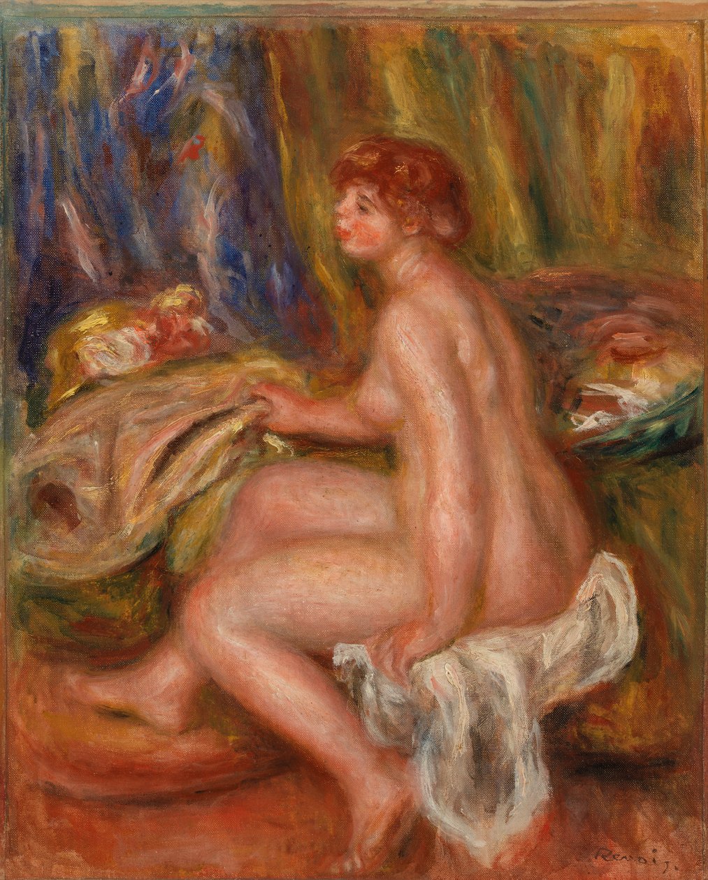 Sedící nahá v pokoji od Pierre Auguste Renoir
