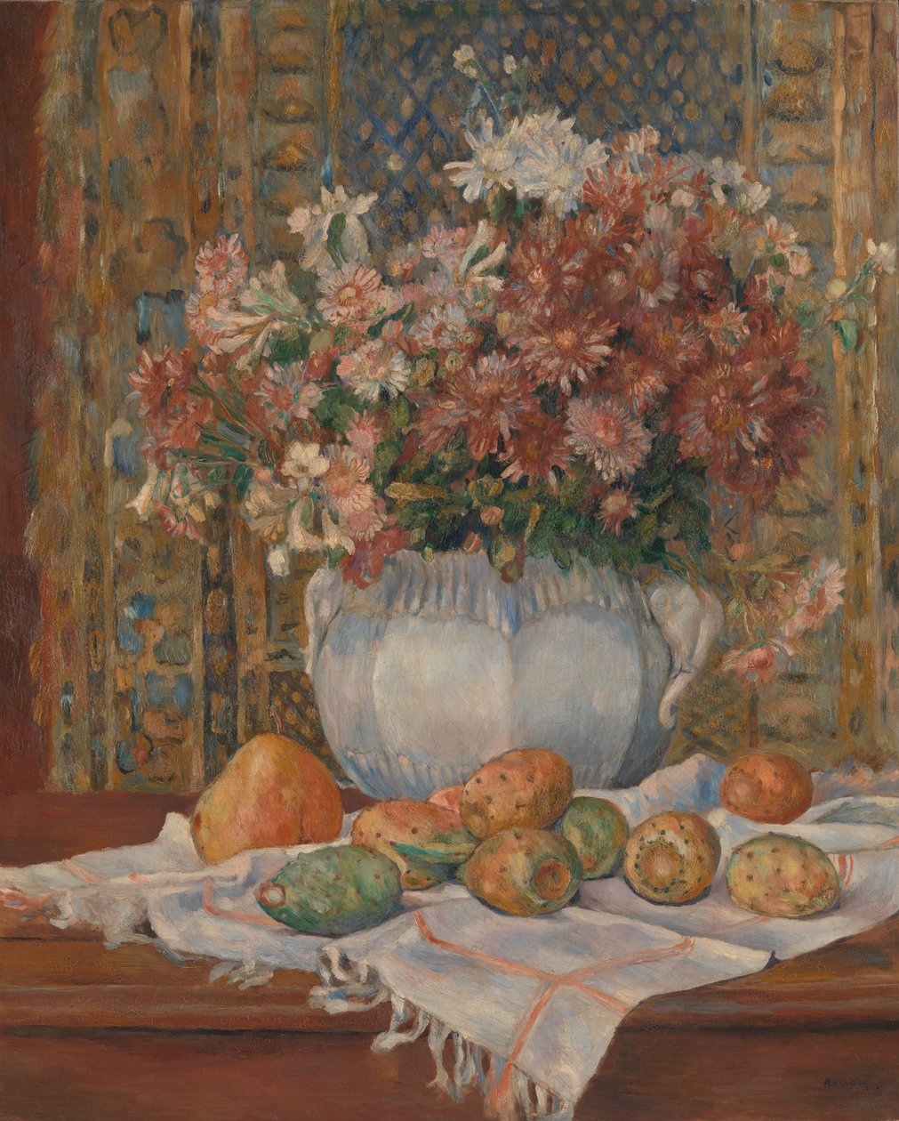 Zátiší s květinami a opunciemi, kolem roku 1885 (olej na plátně) od Pierre Auguste Renoir