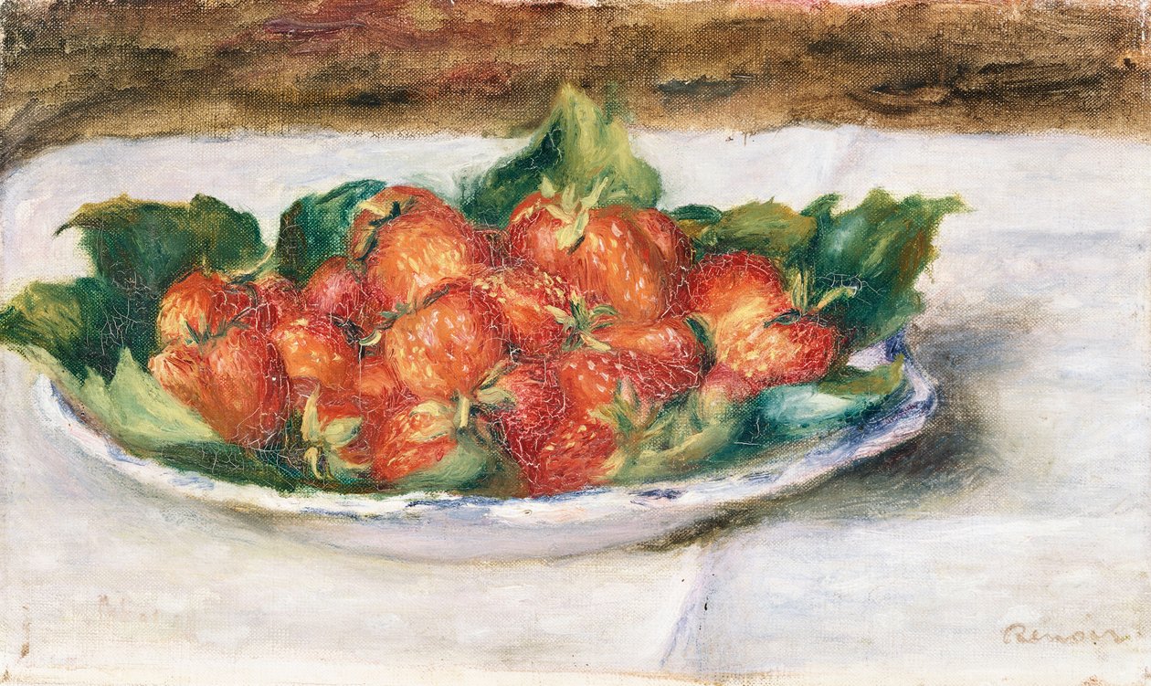 Zátiší s jahodami; Příroda Morte avec Fraises, kolem roku 1880 od Pierre Auguste Renoir