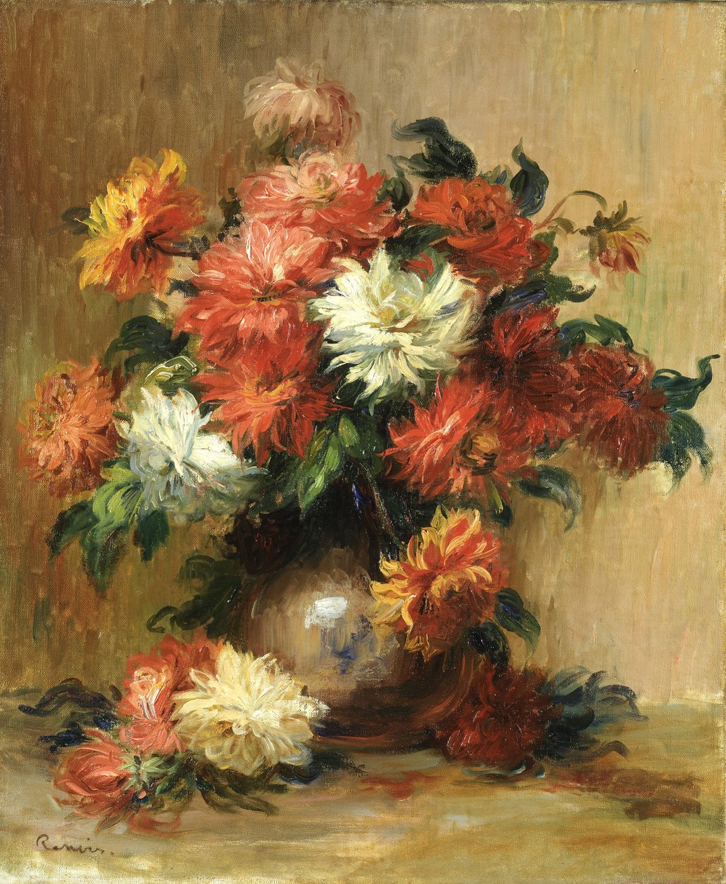 Zátiší s jiřinami, ca. 1886-1890 od Pierre Auguste Renoir