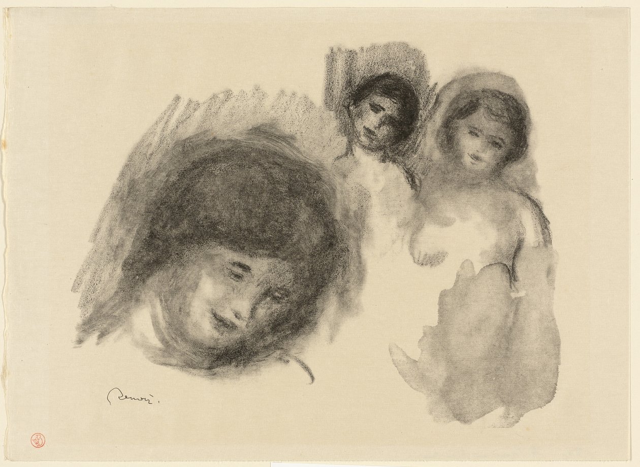 Kámen se třemi náčrty od Pierre Auguste Renoir