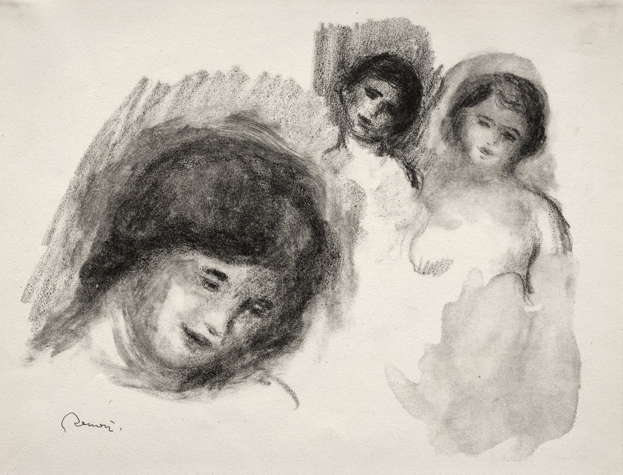 Kámen se třemi náčrty od Pierre Auguste Renoir