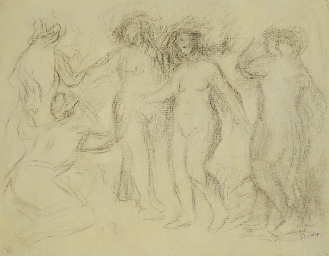 Studie k soudu v Paříži; Studie pro The Judgment of Paris, od Pierre Auguste Renoir
