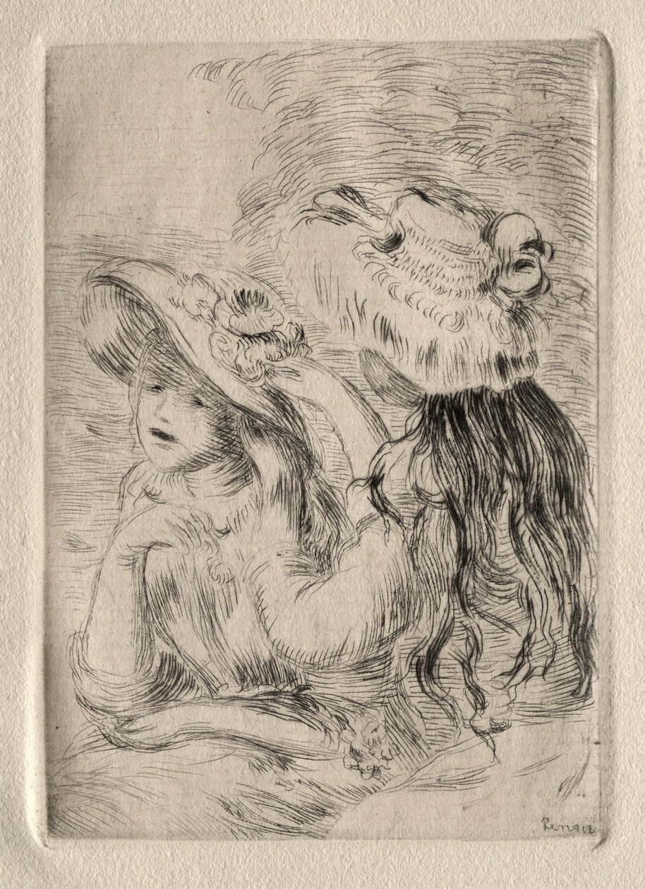 Hatpin (Dcera Berthe Morisot a její bratranec), 1. deska od Pierre Auguste Renoir